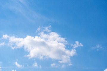 Beautiful blue sky background with white cloud. Abstract nature background, summer cloudscape