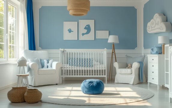 Interior of modern baby room.
