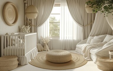 Interior of modern baby room.