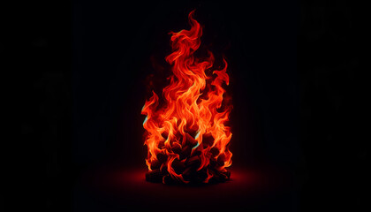 A dynamic red fire blaze on a pure black background, perfect for bold designs and concepts.
Generative AI.