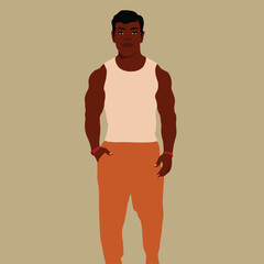 Fototapeta premium Modern fashionable black man in elegant art style vector