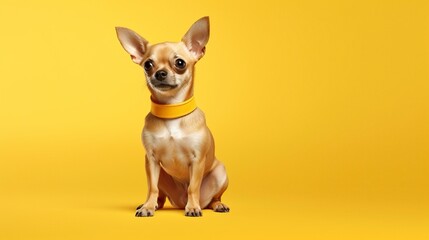 Chihuahua dog on a one color background, copy space - generative ai