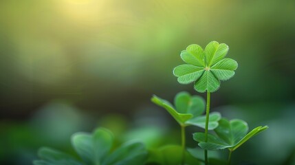 Single Clover Leaf Standing Tall in Sunlight