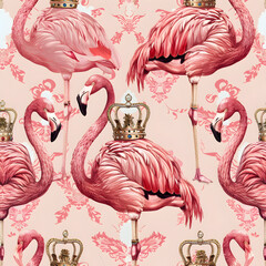 pattern with flamingos  ,Ai generative   