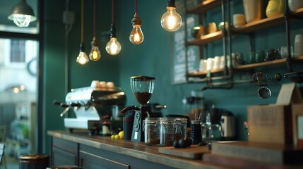 Fototapeta na wymiar Traditional style coffee shop in central London : Generative AI