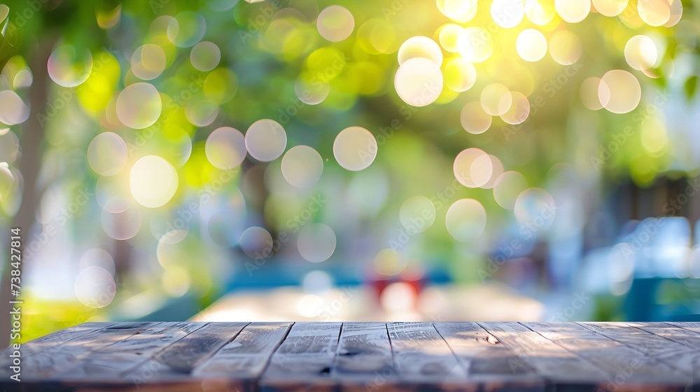 Poster blurred background of outdoor restaurant with abstract bokeh light : generative ai