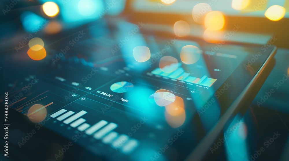 Poster Intelligence (BI) and business analytics (BA) with key performance indicators (KPI) dashboard concept.Website designer working digital tablet and smart phone. : Generative AI