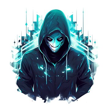 The hacker logo with futuristic abstract illustration 