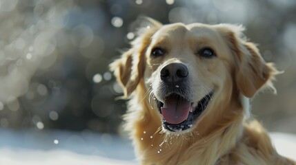 Dog playing outside smiles : Generative AI