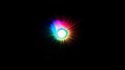 Obraz premium Lens flare effect on black background Abstract Sun burst sunflare for screen mode using Sunflares nature abstract rainbow colourful backdrop blinking sun burst lens flare optical rays : Generative AI