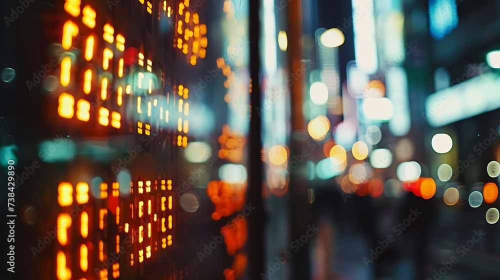 Poster display stock market numbers with defocused street lights background : generative ai