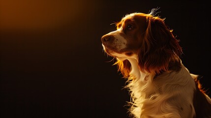 Adorable welsh springer spaniel dog breed in evening. : Generative AI