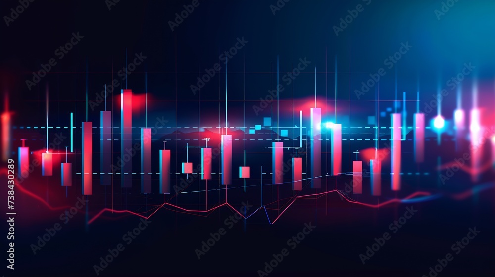 Poster stock market or forex trading graph and candlestick chart suitable for financial investment concept.