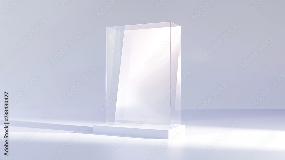 Poster flyer glass plastic holder stand brochure flier mock up for the design presentation isolated on whit