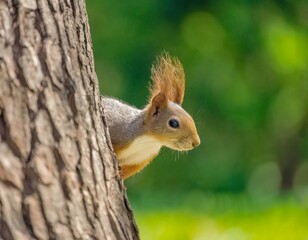 Red squirrel on a tree - 738430604