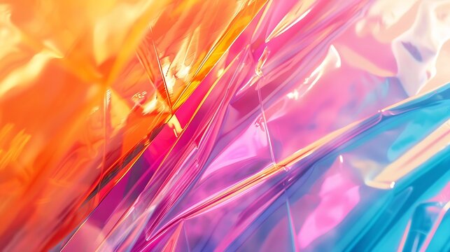 Creative modern background with many layers of colorful acrylic sheets with orange blue and pink colors Design banner poster or display products : Generative AI