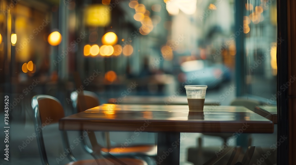 Poster blurry cafe window reflection : Generative AI
