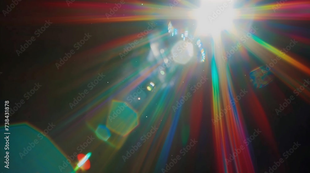 Poster lens flare effect on black background abstract sun burst sunflare for screen mode using sunflares na