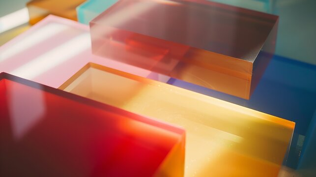 light through Stack of different colours Cast Acrylic Sheet : Generative AI