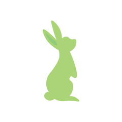 Cute green bunny on white background