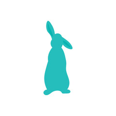 Cute blue bunny on white background