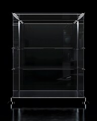 luxury empty glass showcase ISOLATED on a black background 