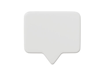 3D White square speech bubble icon symbol. Communication speech bubble for discussion social concept. Isolated purple background. 3d rendering.