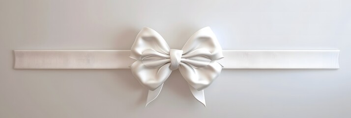 silver white bow with ribbon isolated on white