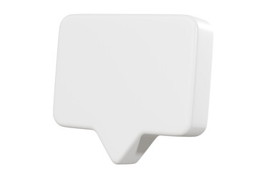 3D White square speech bubble icon symbol. Communication speech bubble for discussion social concept. Isolated purple background. 3d rendering.