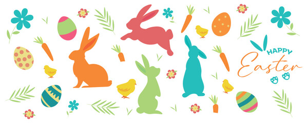 Set of Easter clip art on white background