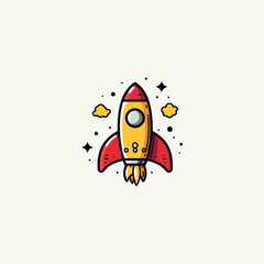 Rocket Landscape logo design vector illustration