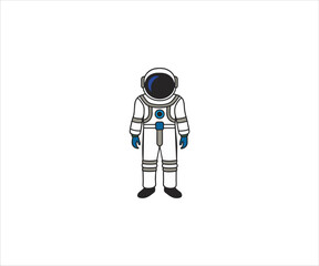 handrawn flat standing astronaut mascot illustration logo