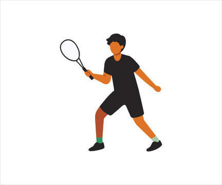 badminton player flat mascot illustration logo