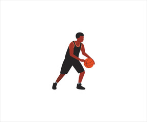 Fototapeta na wymiar basketball player flat mascot illustration