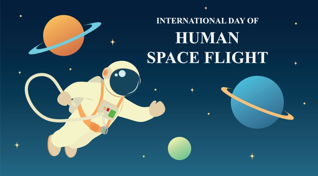 Banner for International Day of Human Space Flight with astronaut