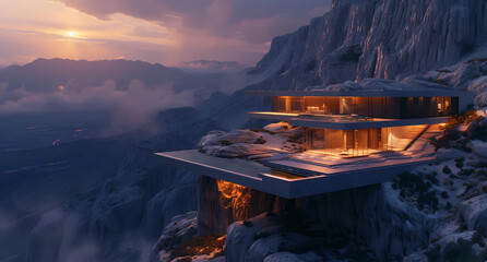 a modern villa on the top of a mountain