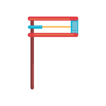 red and blue wooden noisemaker on white clip art preview