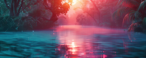 Beautiful tropical scene sunset over the sea background