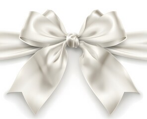 white bow with ribbon isolated on white
