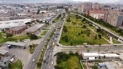 
Bogot&aacute; streets, skies and buildings taken from above