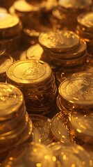 gold coins stacks isolated 