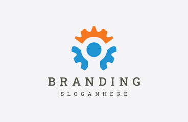 People gear logo icon design template vector illustration on white background .