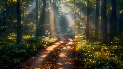 Fotobehang Whispers of Nature Enchanting Forest Paths © Nine