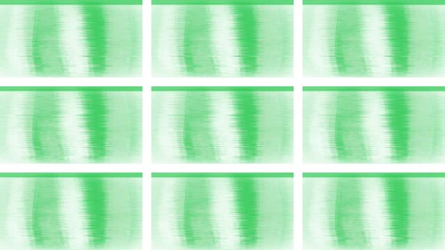A set of television screens with green images in fast motion loop.