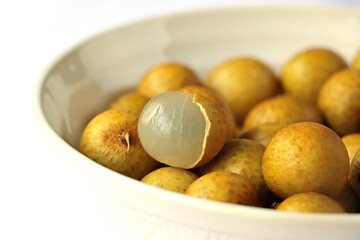 Closeup of longan. Asian tropical fruits. 