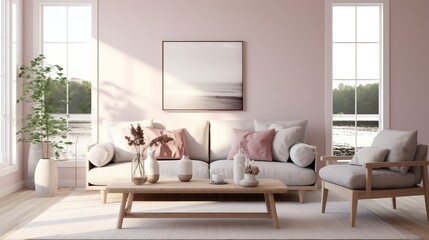 Modern elegant living room interior design inspired by scandinavian simplicity 