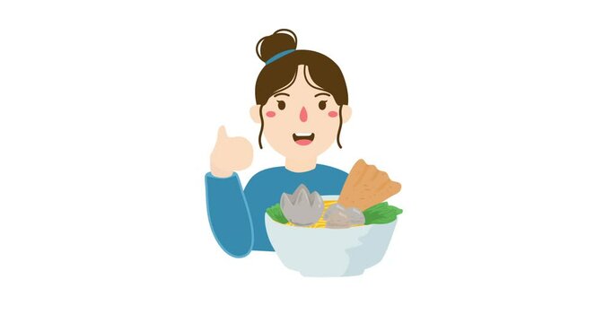 woman selling bakso indonesian street food animation