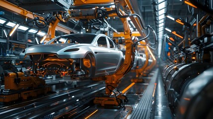 Fototapeta premium a factory working on automobiles and electronics 