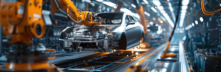 Fototapeta premium a factory working on automobiles and electronics 