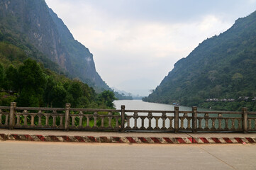 Obraz premium Floating raft houses and Wooden Rural huts in Laos 2022. 